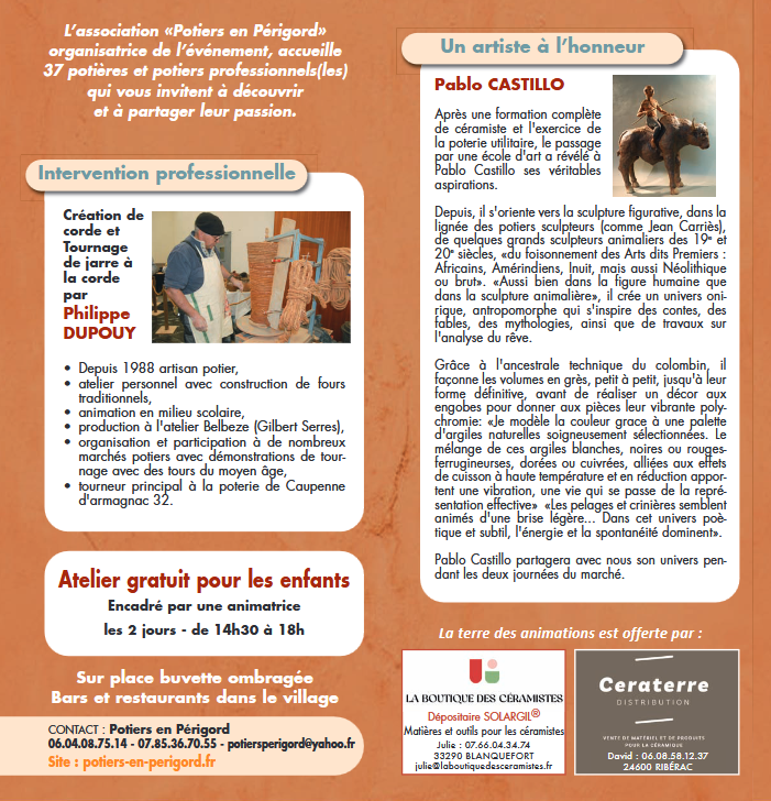 Animations et programme marché potier